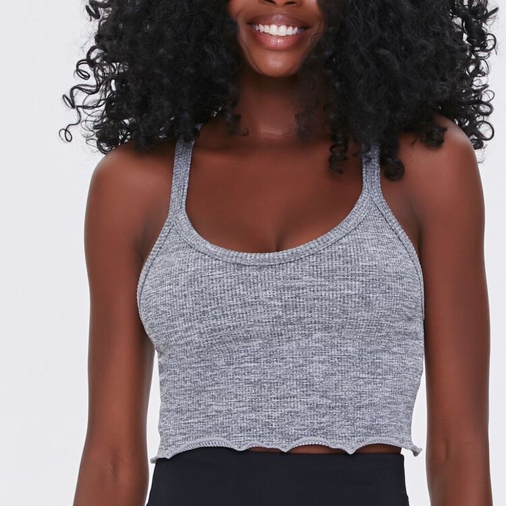 Forever 21 Gray Seamless Ribbed Sports Bra - Size S